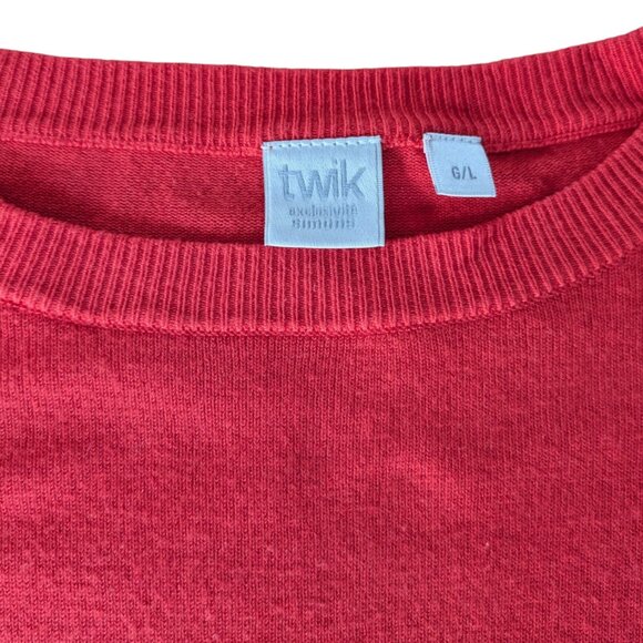 Simons Red Oversized Long Sleeve Sweater with Lined Detail Women Large - Picture 11 of 11